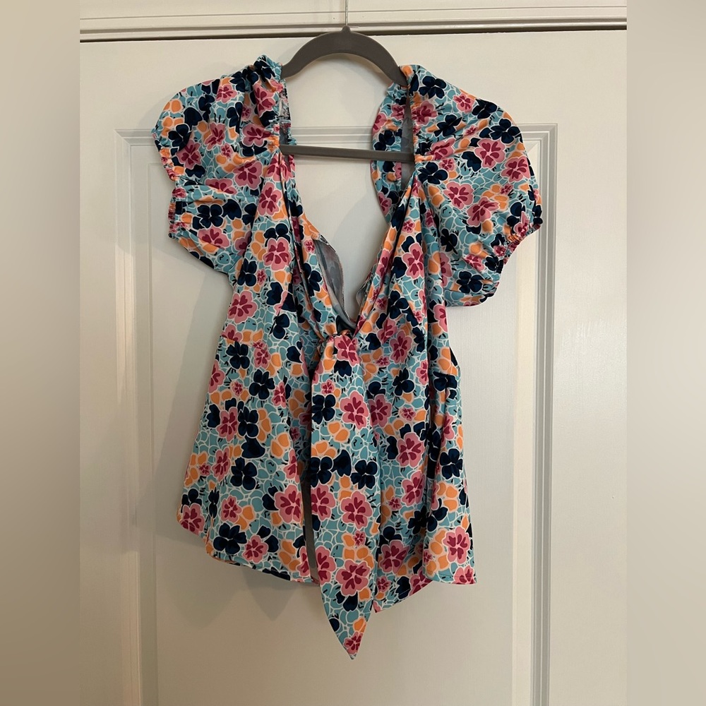SHEIN curve floral tie-top